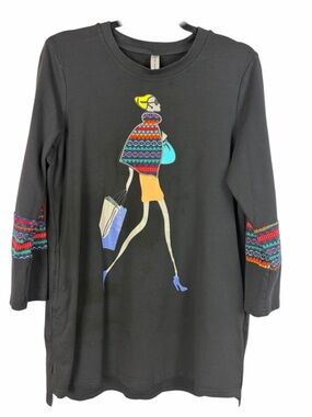 Miss Nikky Top Large Striped V-Neck Button Hem Pocket Long Sleeve Casual
